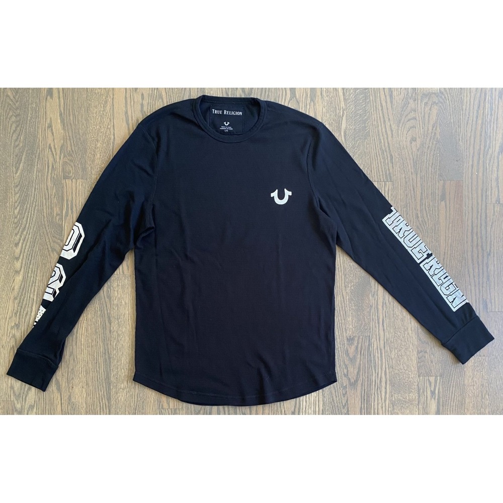 True Religion Long Sleeve Shirt Black Thermal Men Size Large